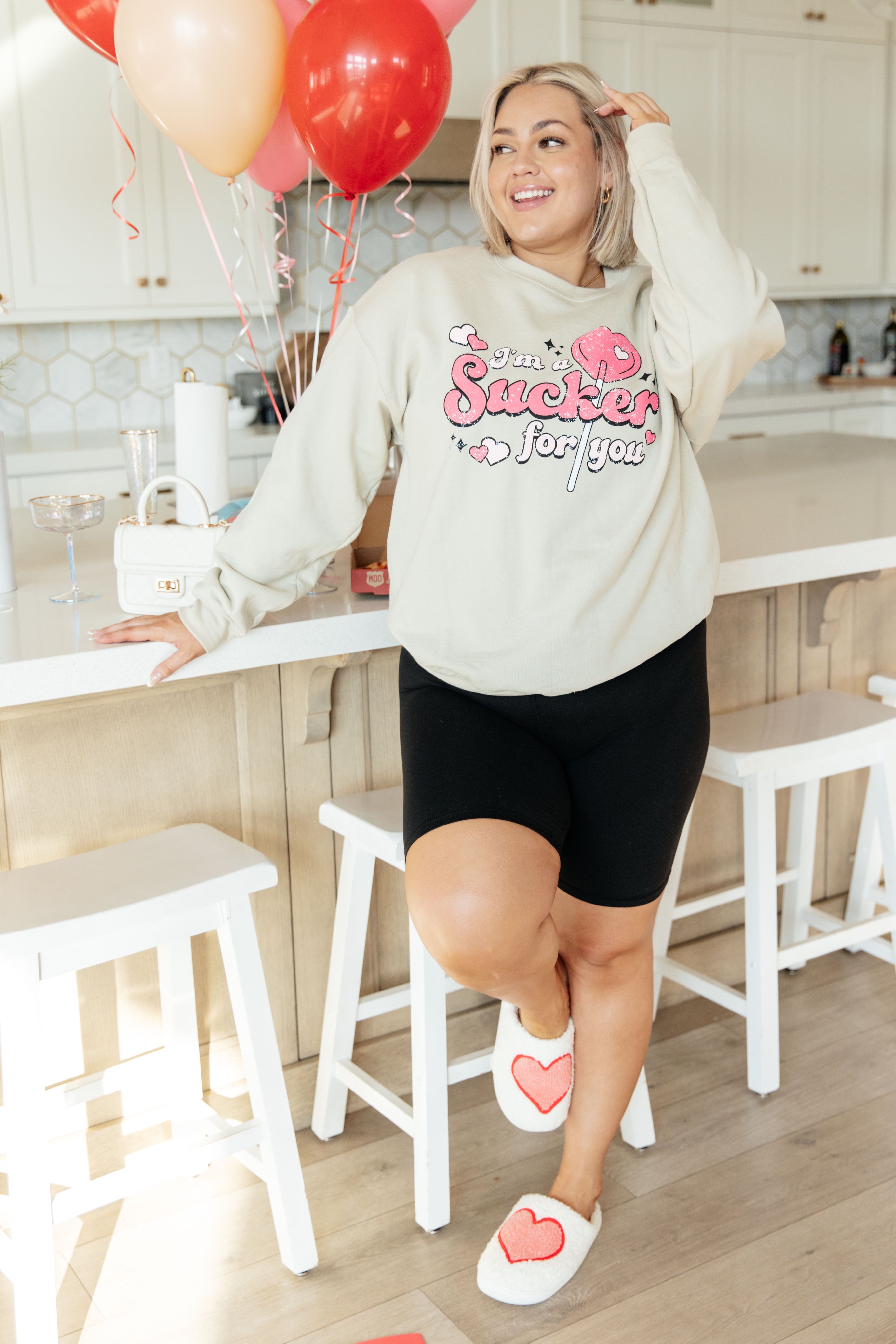 I'm A Sucker For You Valentine Pullover in - Tops photo