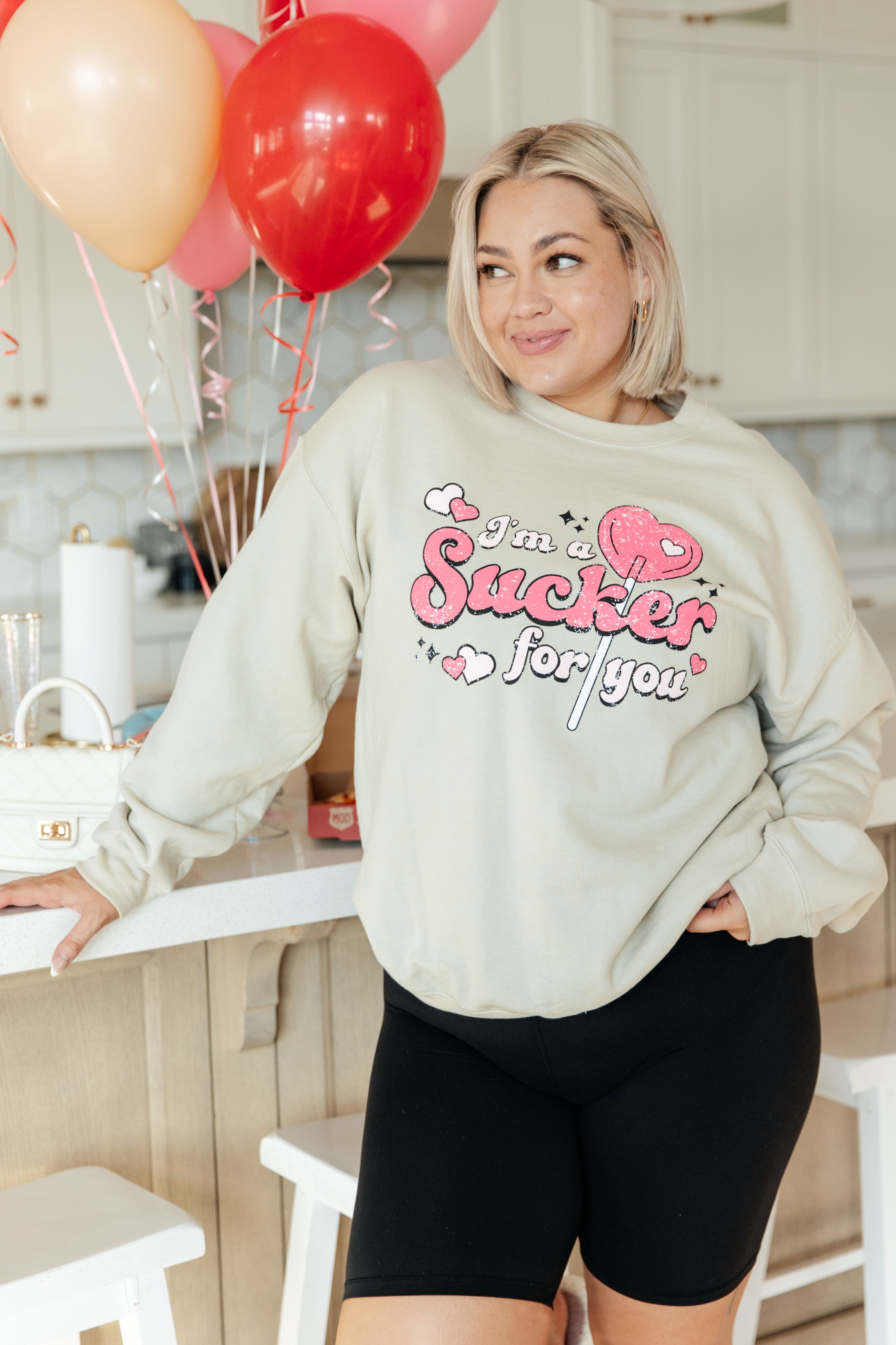I'm A Sucker For You Valentine Pullover in - Tops photo