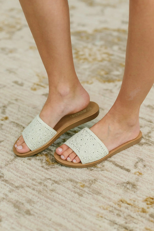 Imelda Off White Crocheted Slip On Sandal in - Womens photo