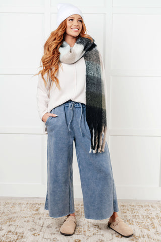 Wanderlust Wrap Oversized Plaid Fringe Scarf in Grey and Jade in - Accessories photo
