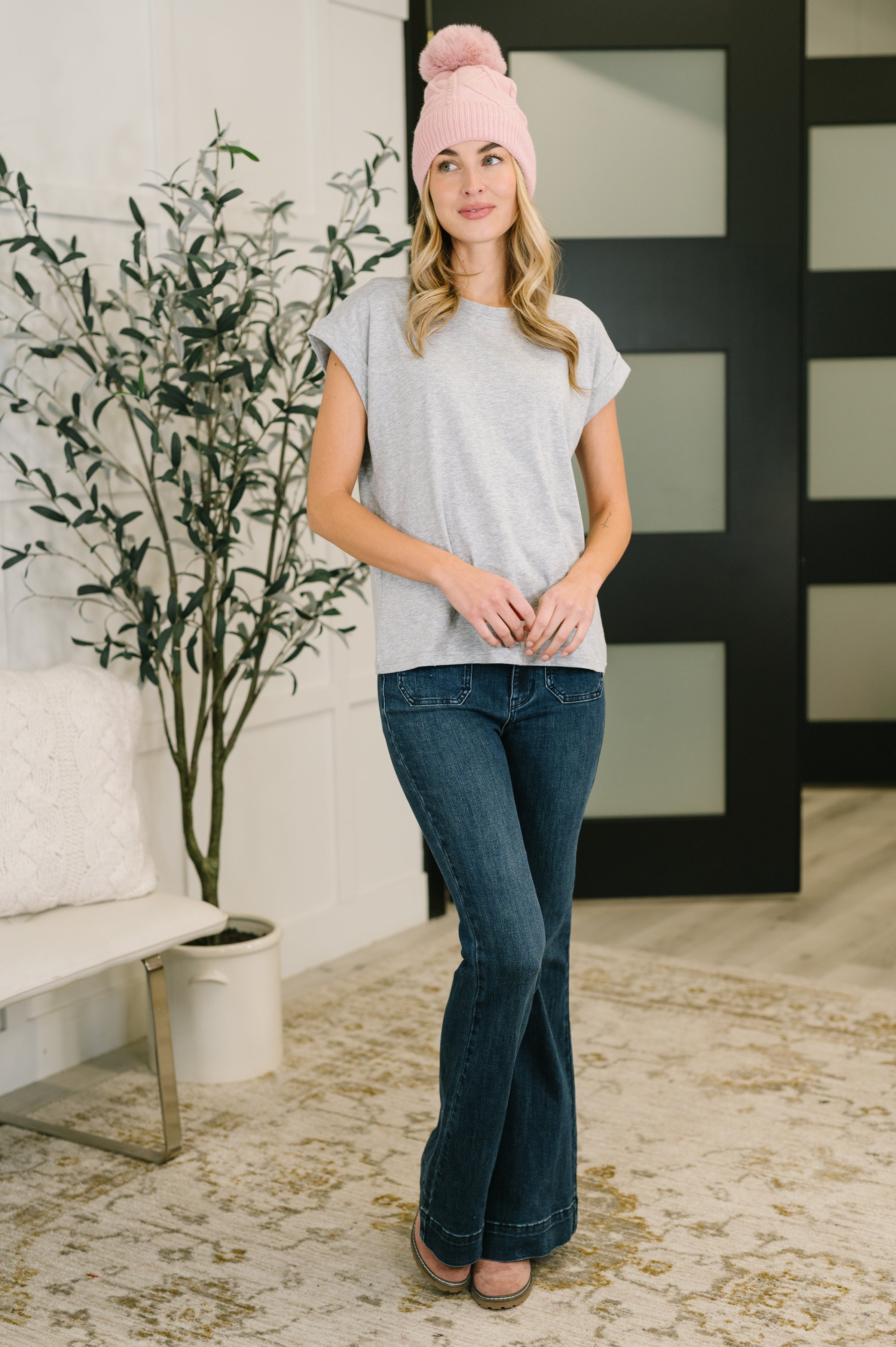 It Starts Here Basic Rolled Sleeve Tee in H Grey in - Womens photo