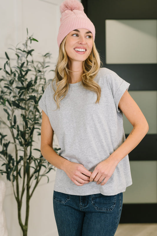 It Starts Here Basic Rolled Sleeve Tee in H Grey in - Womens photo