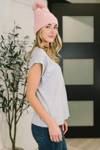 It Starts Here Basic Rolled Sleeve Tee in H Grey in - Womens photo
