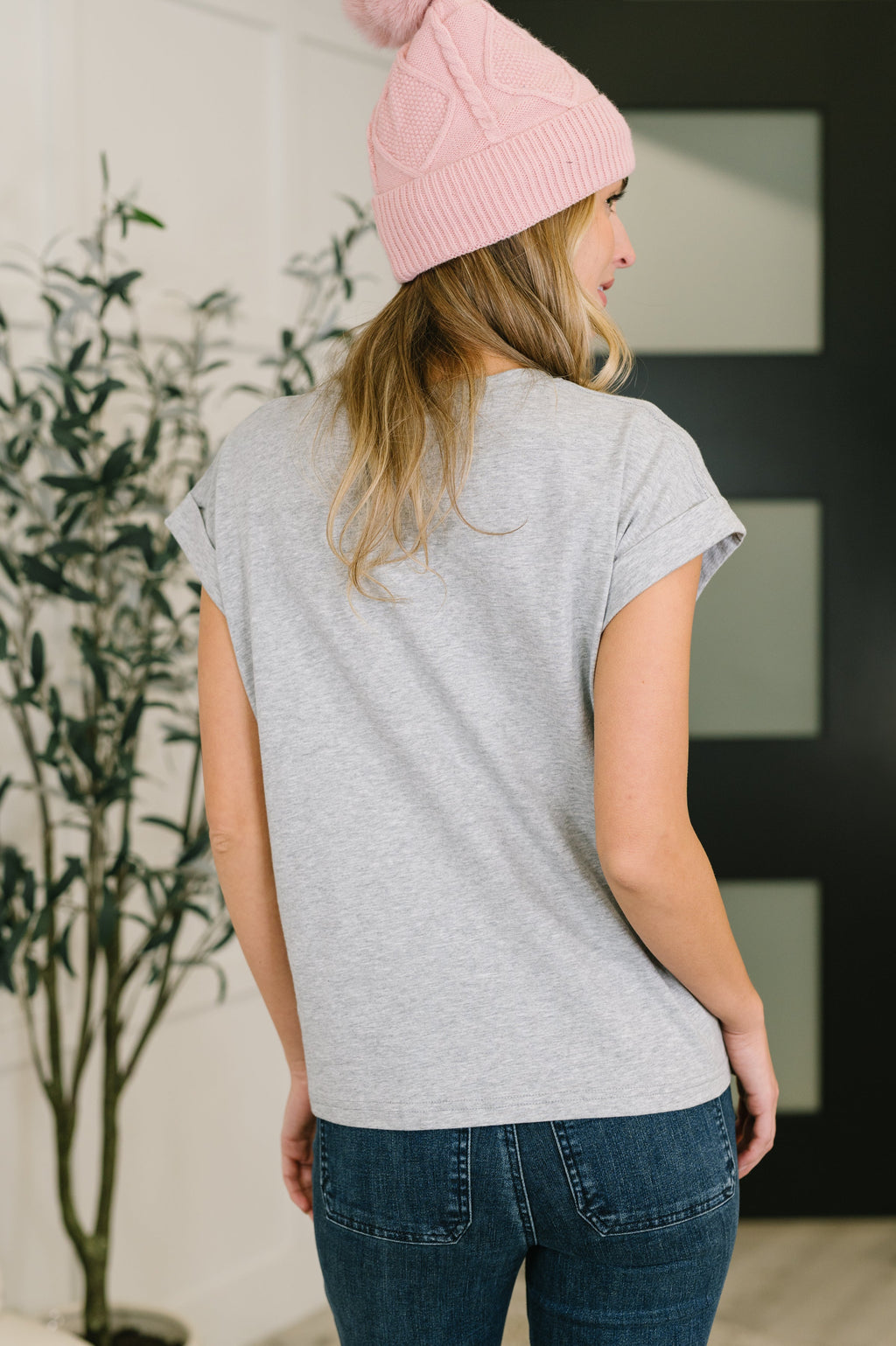 It Starts Here Basic Rolled Sleeve Tee in H Grey in - Womens photo