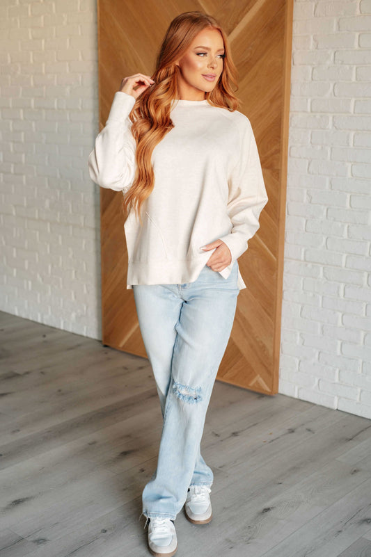 It's The Little Things Relaxed Scuba Pullover in Beige in - Athleisure photo