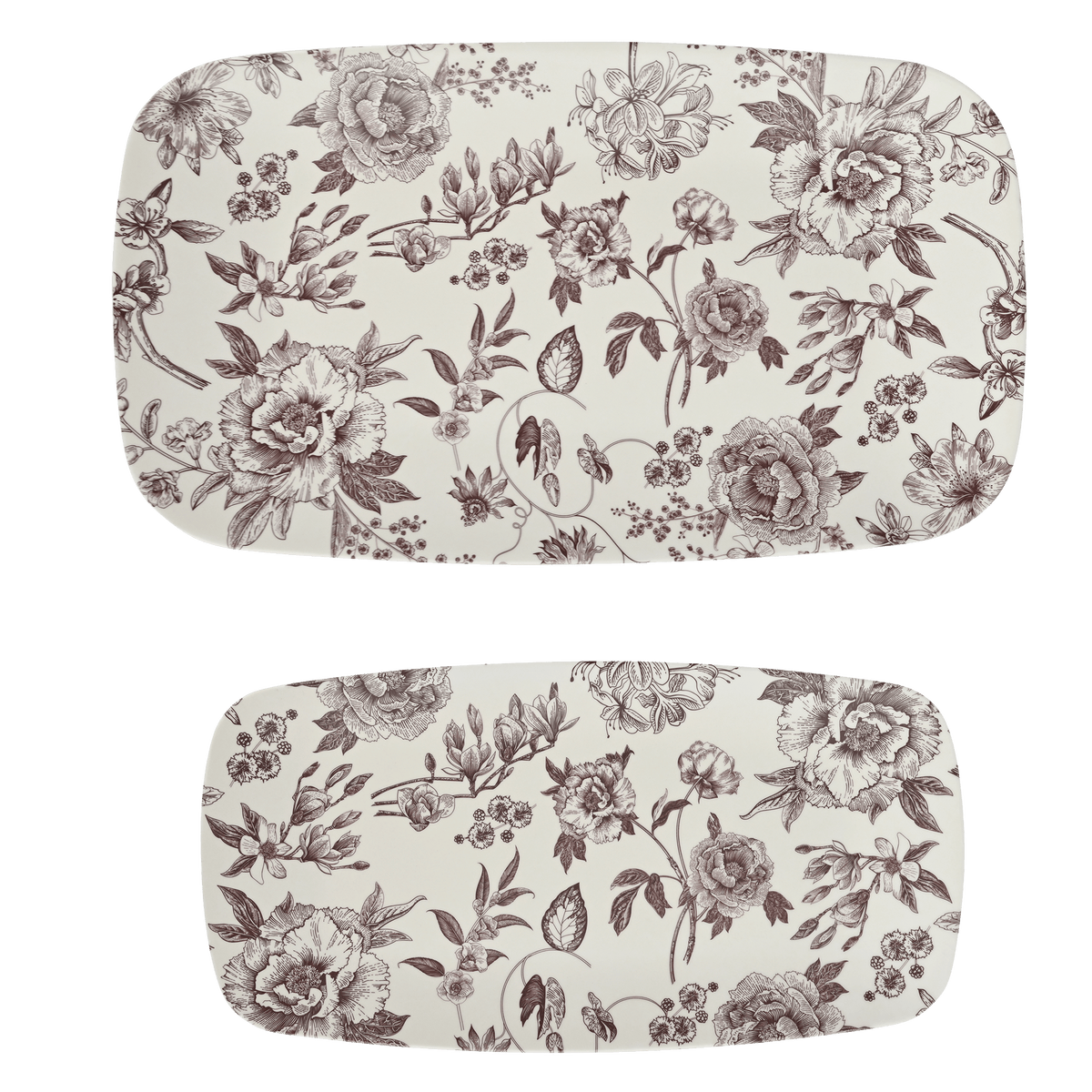 Brown Delft Stacking Melamine Tray - set of 2