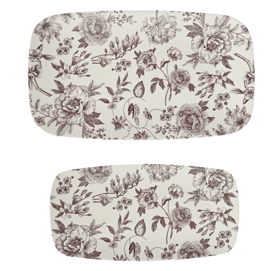Brown Delft Stacking Melamine Tray - set of 2 -