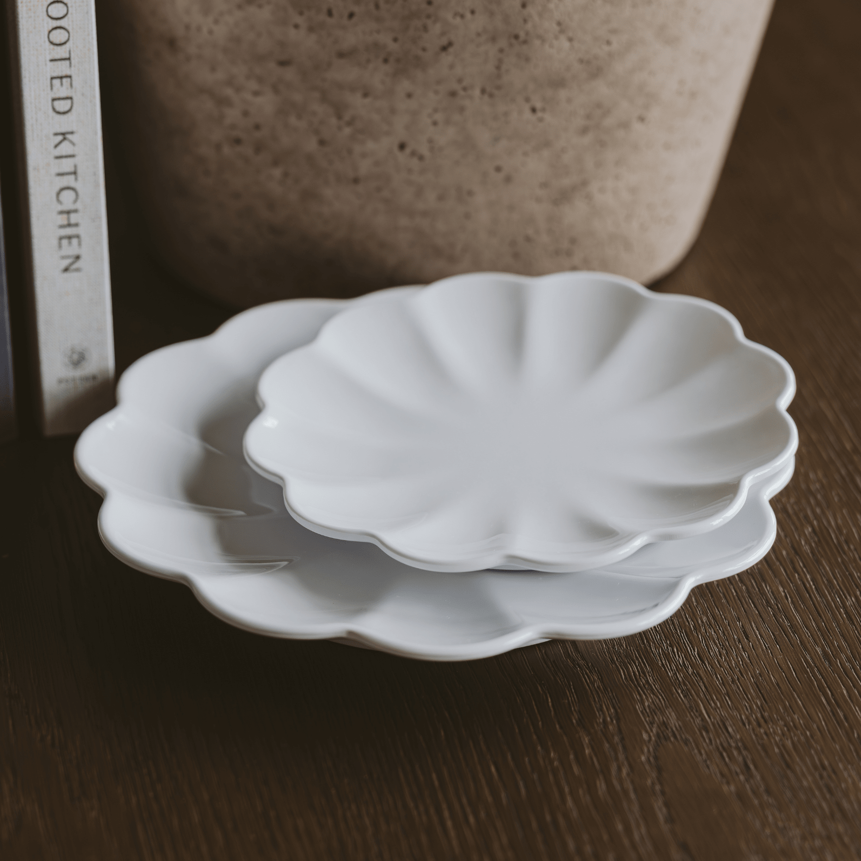 White Scalloped Serving Tray Set in - SERVING TRAYS photo