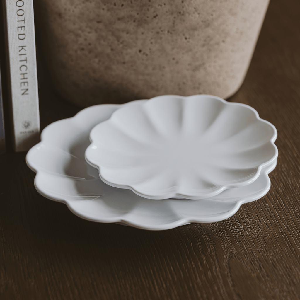 White Scalloped Serving Tray Set in - SERVING TRAYS photo