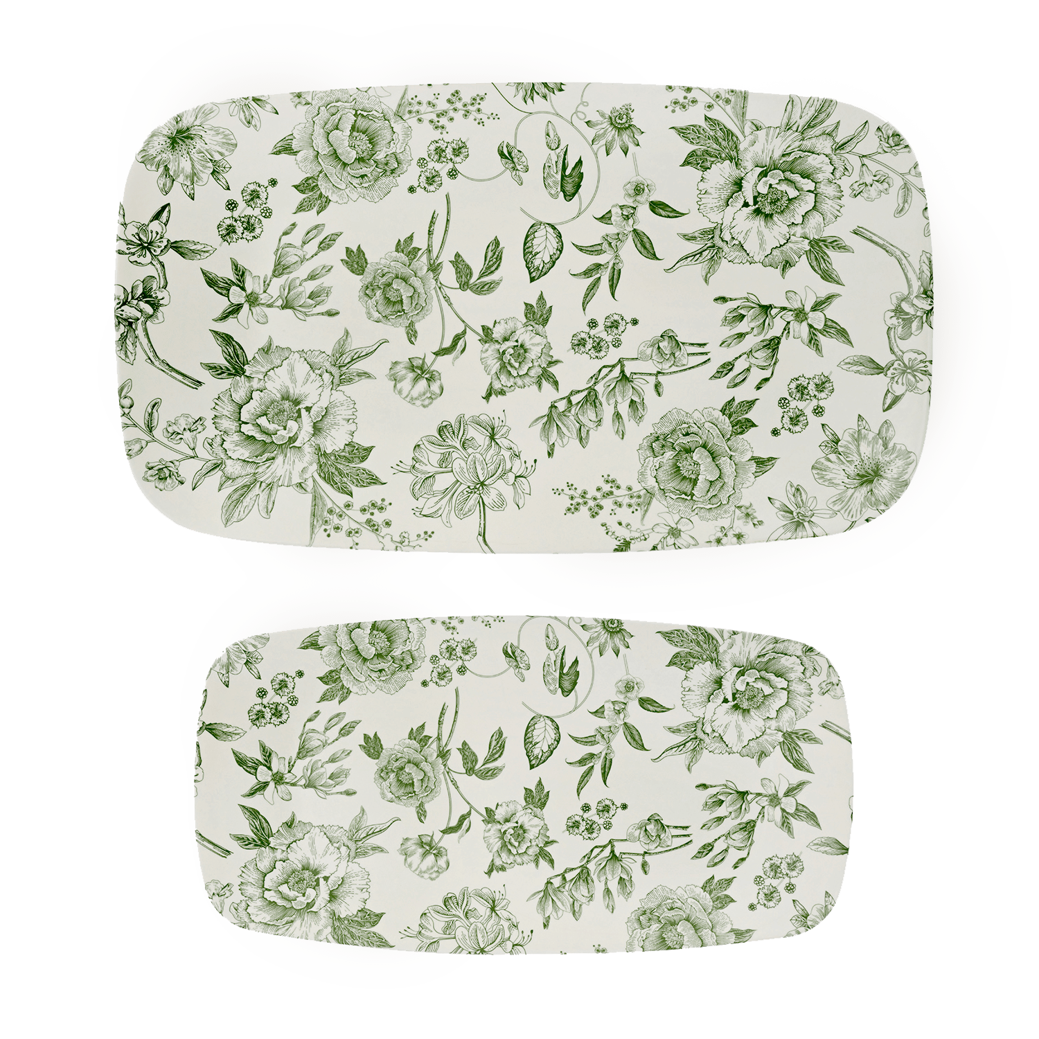 Green Delft Stacking Melamine Tray - set of 2 in - SERVING TRAYS photo