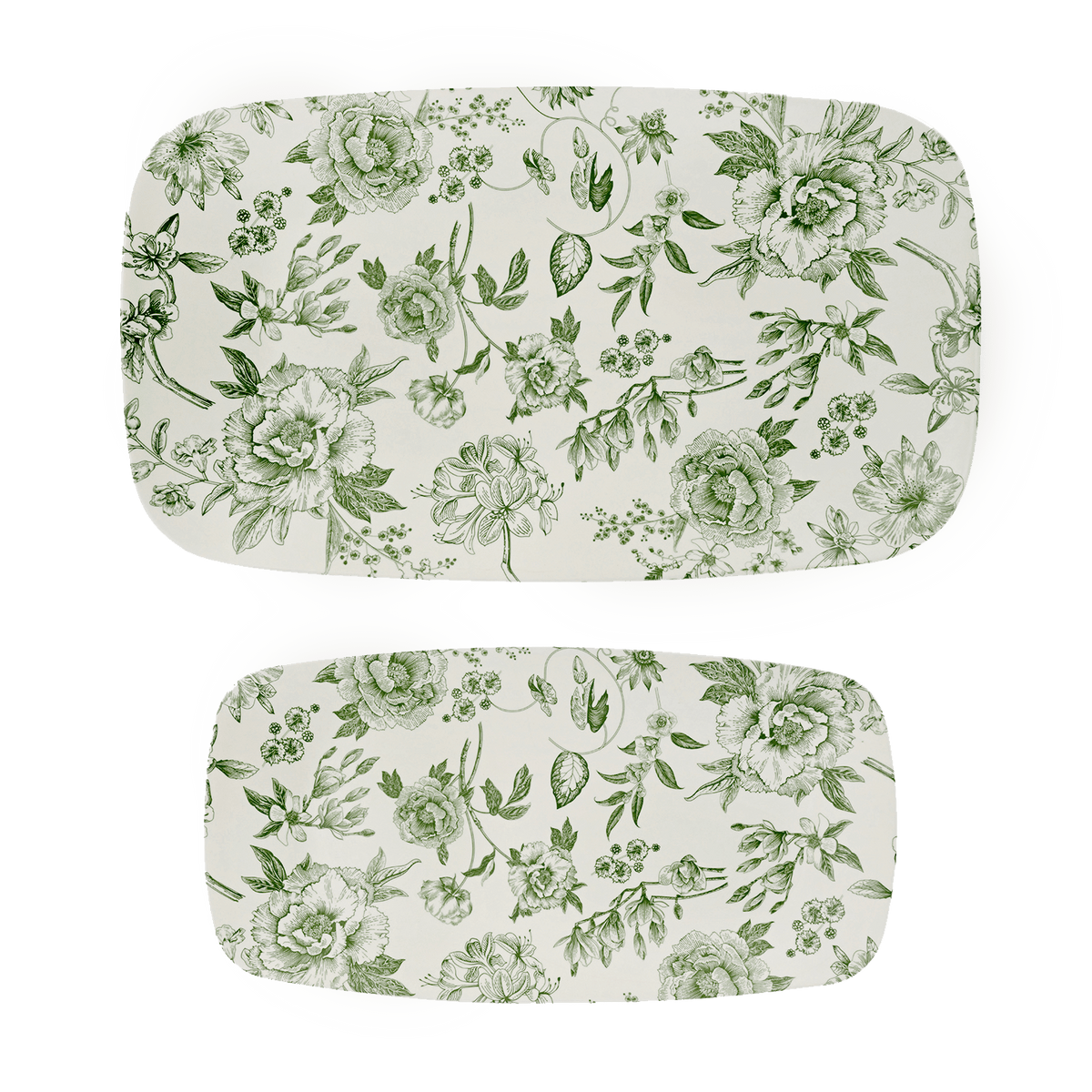 Green Delft Stacking Melamine Tray - set of 2 in - SERVING TRAYS photo