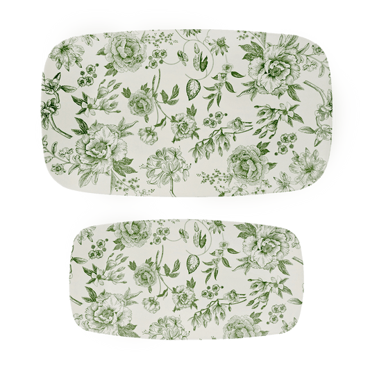 Green Delft Stacking Melamine Tray - set of 2 in - SERVING TRAYS photo