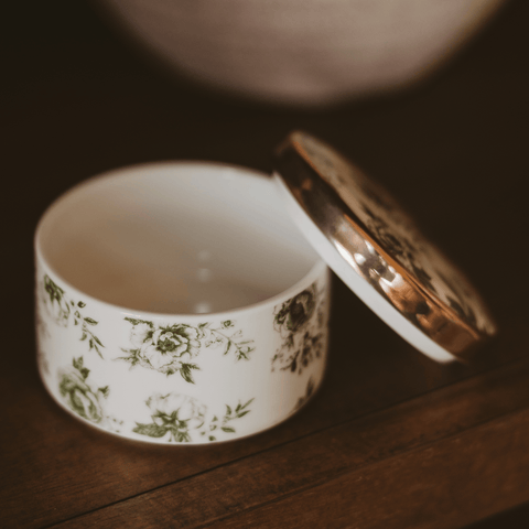 Green Delft Trinket Dish with Lid in - Trinket Box photo