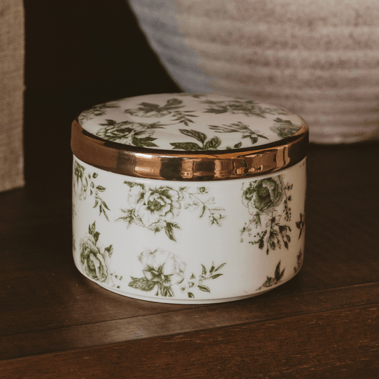 Green Delft Trinket Dish with Lid in - Trinket Box photo