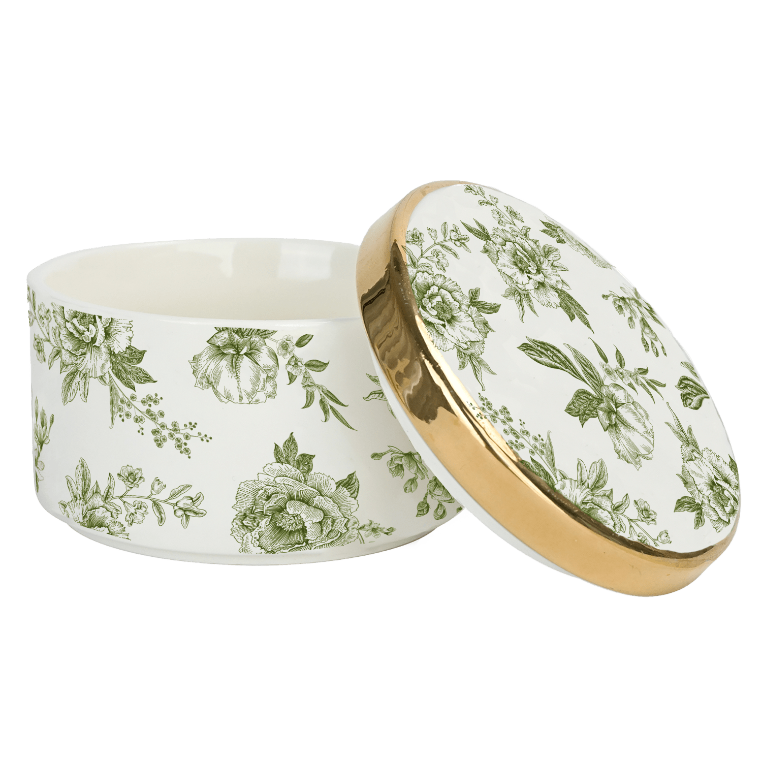 Green Delft Trinket Dish with Lid in - Trinket Box photo