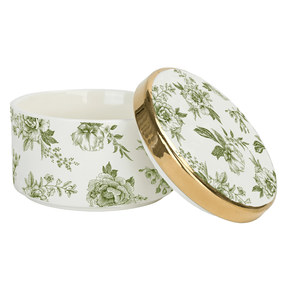 Green Delft Trinket Dish with Lid in - Trinket Box photo