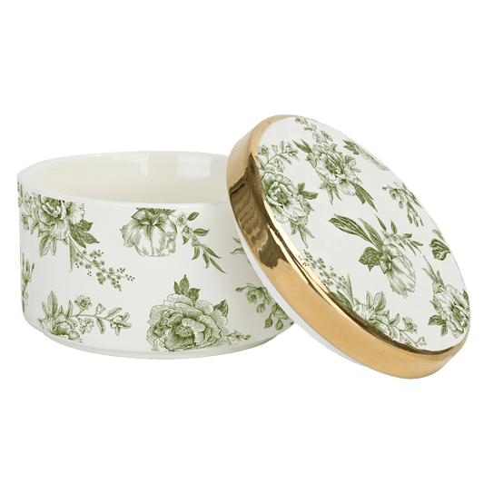 Green Delft Trinket Dish with Lid in - Trinket Box photo
