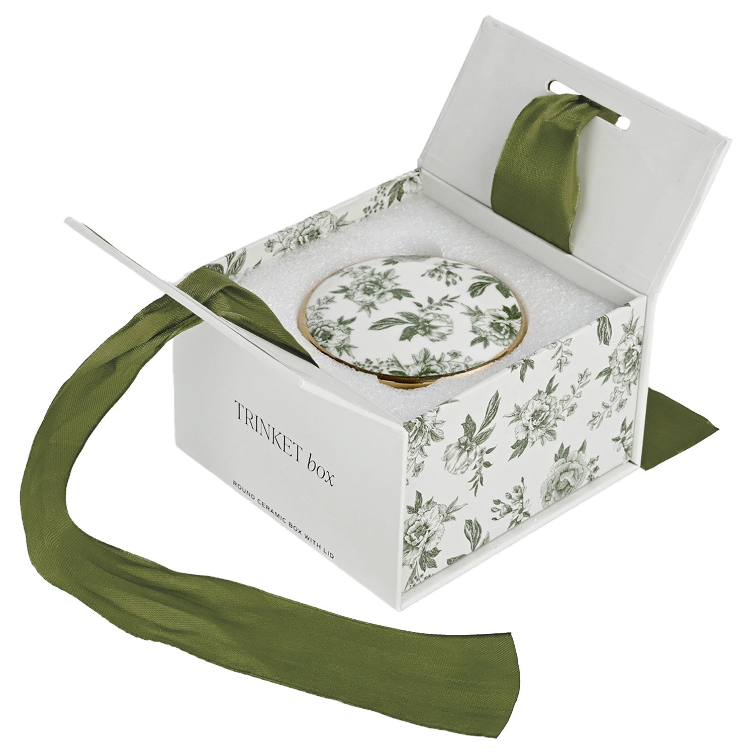 Green Delft Trinket Dish with Lid in - Trinket Box photo