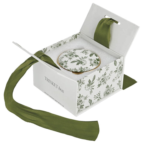 Green Delft Trinket Dish with Lid in - Trinket Box photo