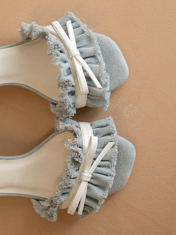 The Julissa | Denim Romantic Low Heel Sandal