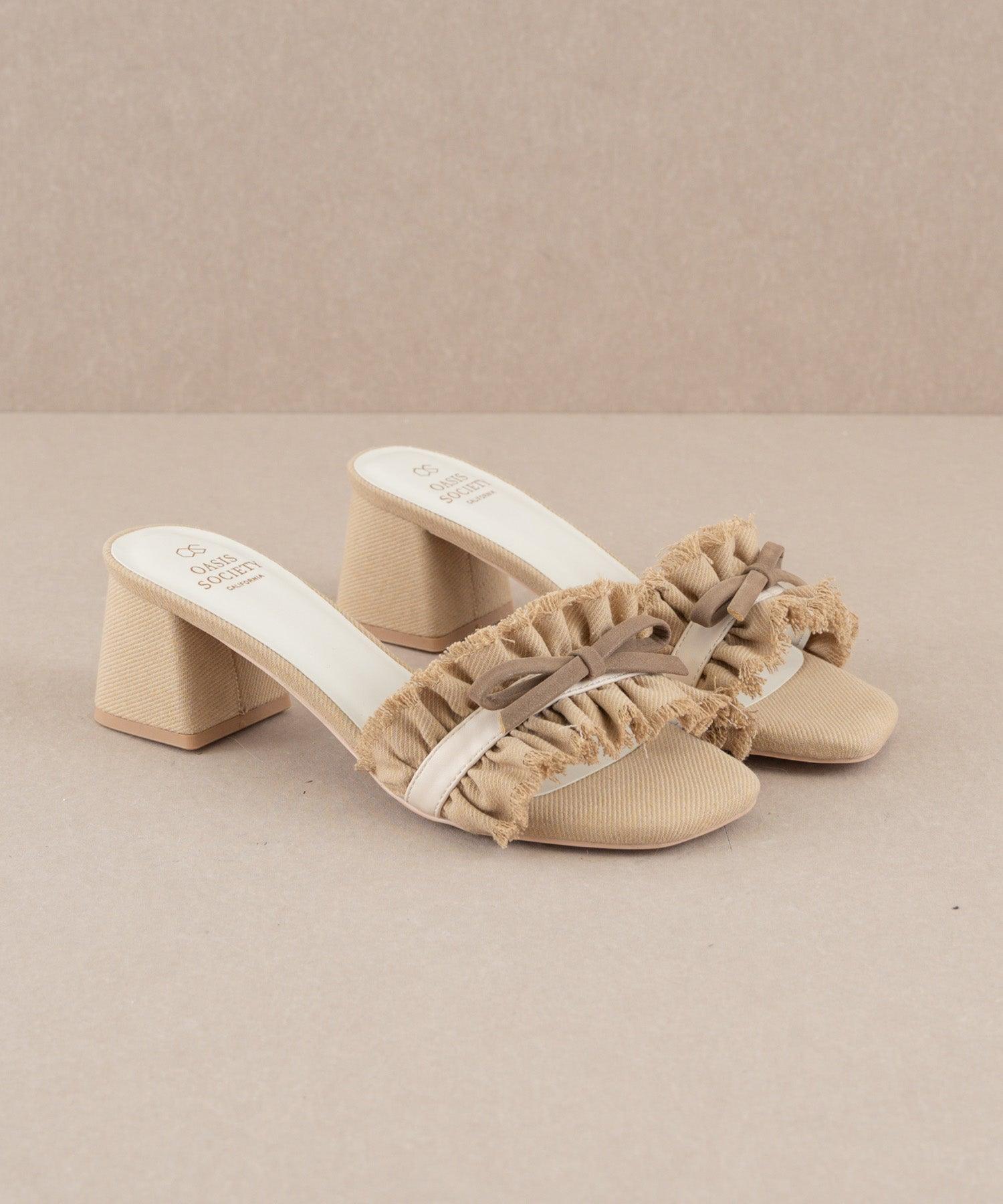 The Julissa | Khaki Romantic Low Heel Sandal