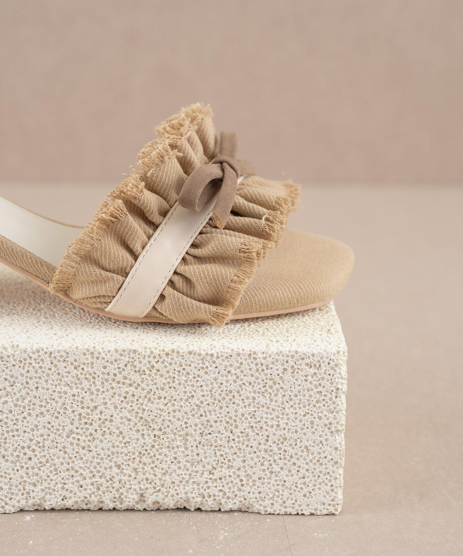 The Julissa | Khaki Romantic Low Heel Sandal