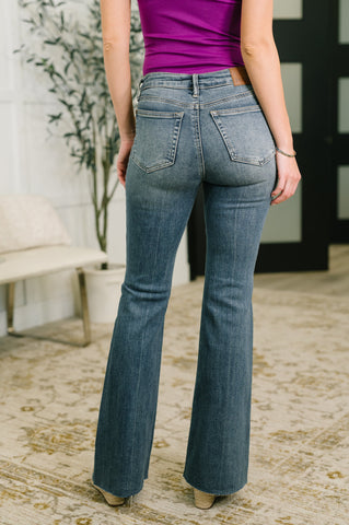 Jackie Mid Rise Flare Jean with Front Flap Pockets in - Womens photo
