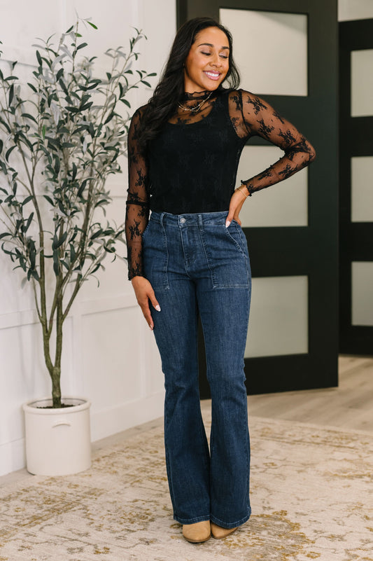 Jada High Waist Flare with Patch Pockets in - Womens photo