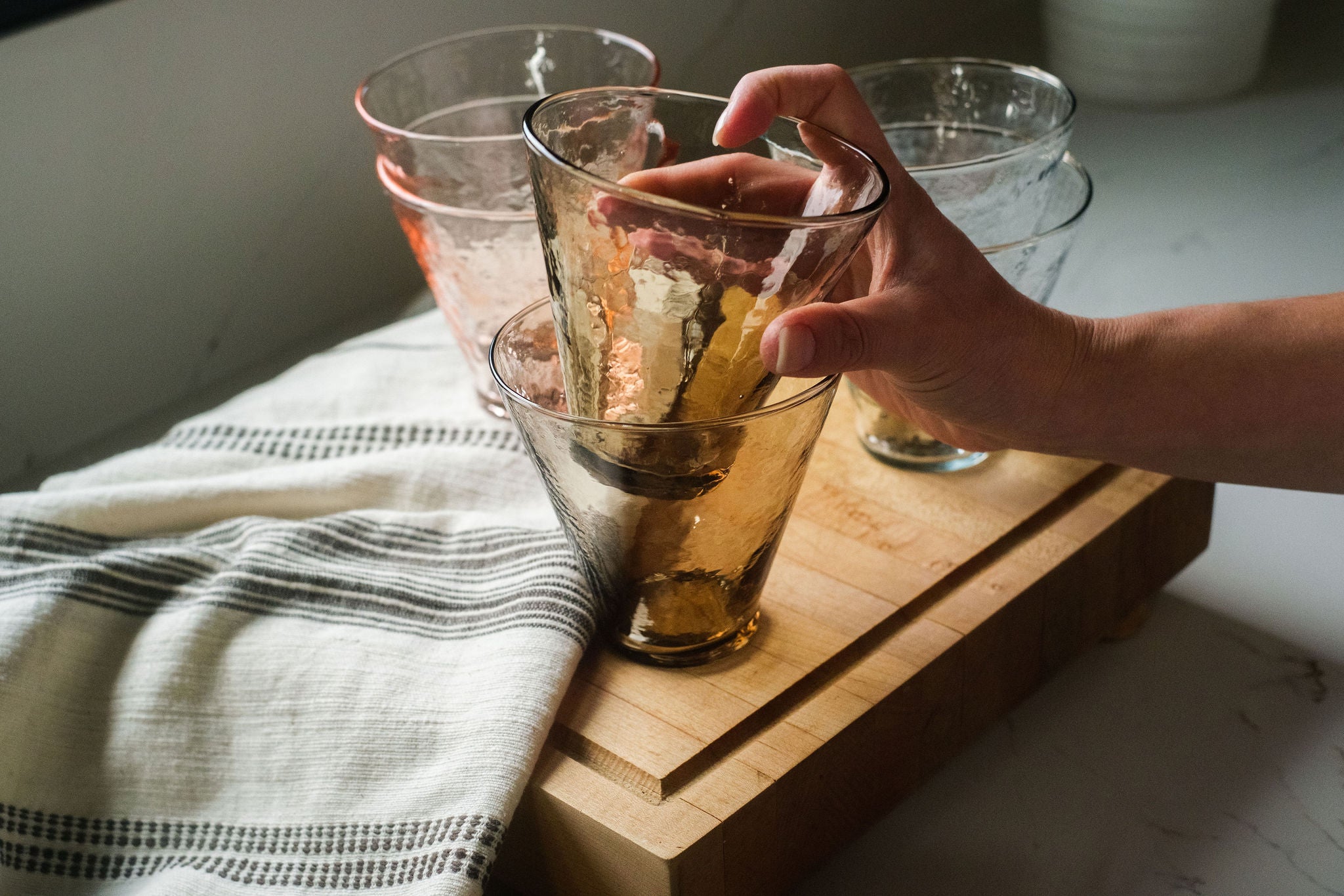 Handblown Hammered Funneled Glasses | Set of 2 - SwagglyLife Home & Fashion