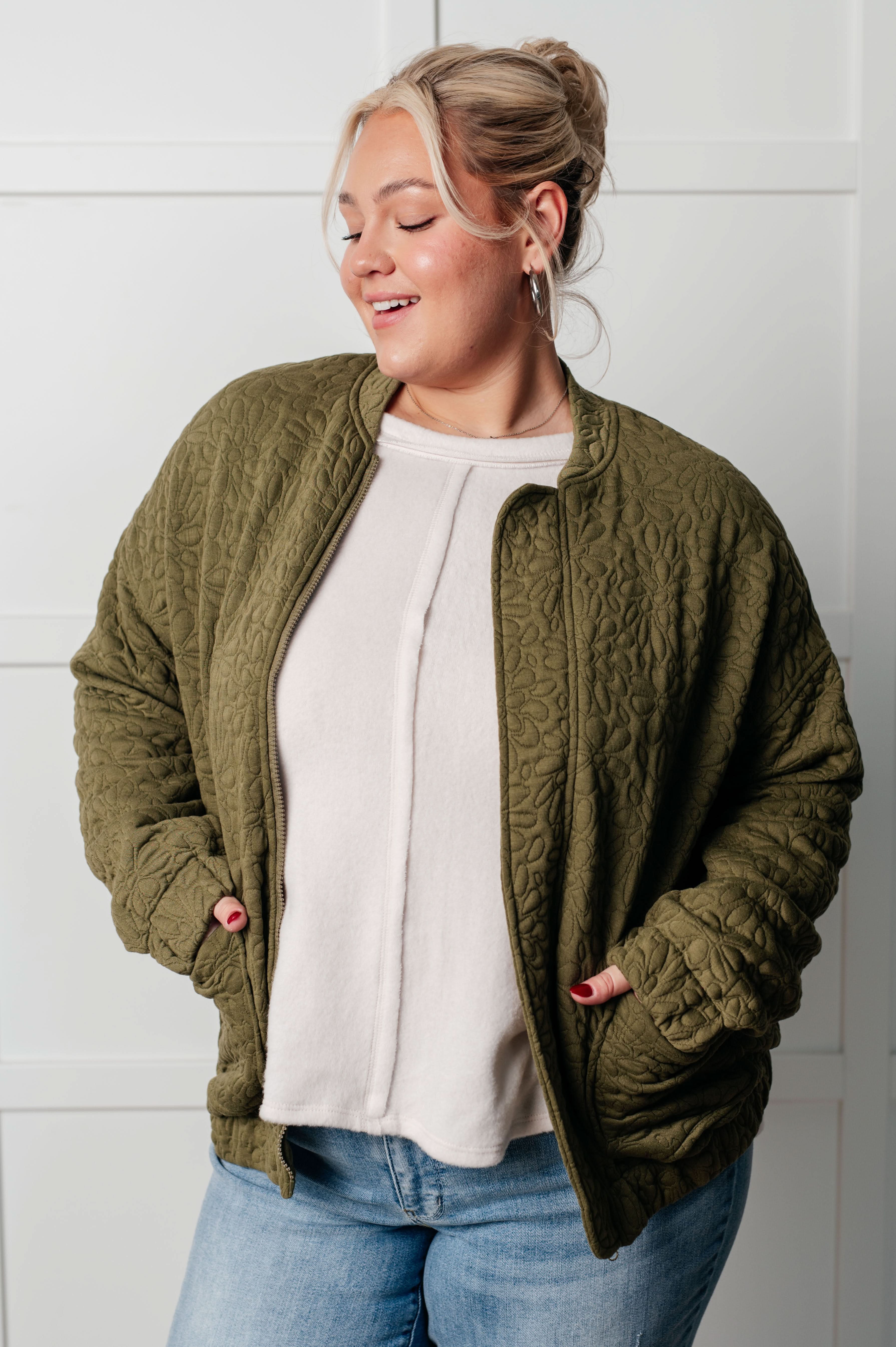 Jungle Explorer Quilted Zip Up Jacket in - Layers photo