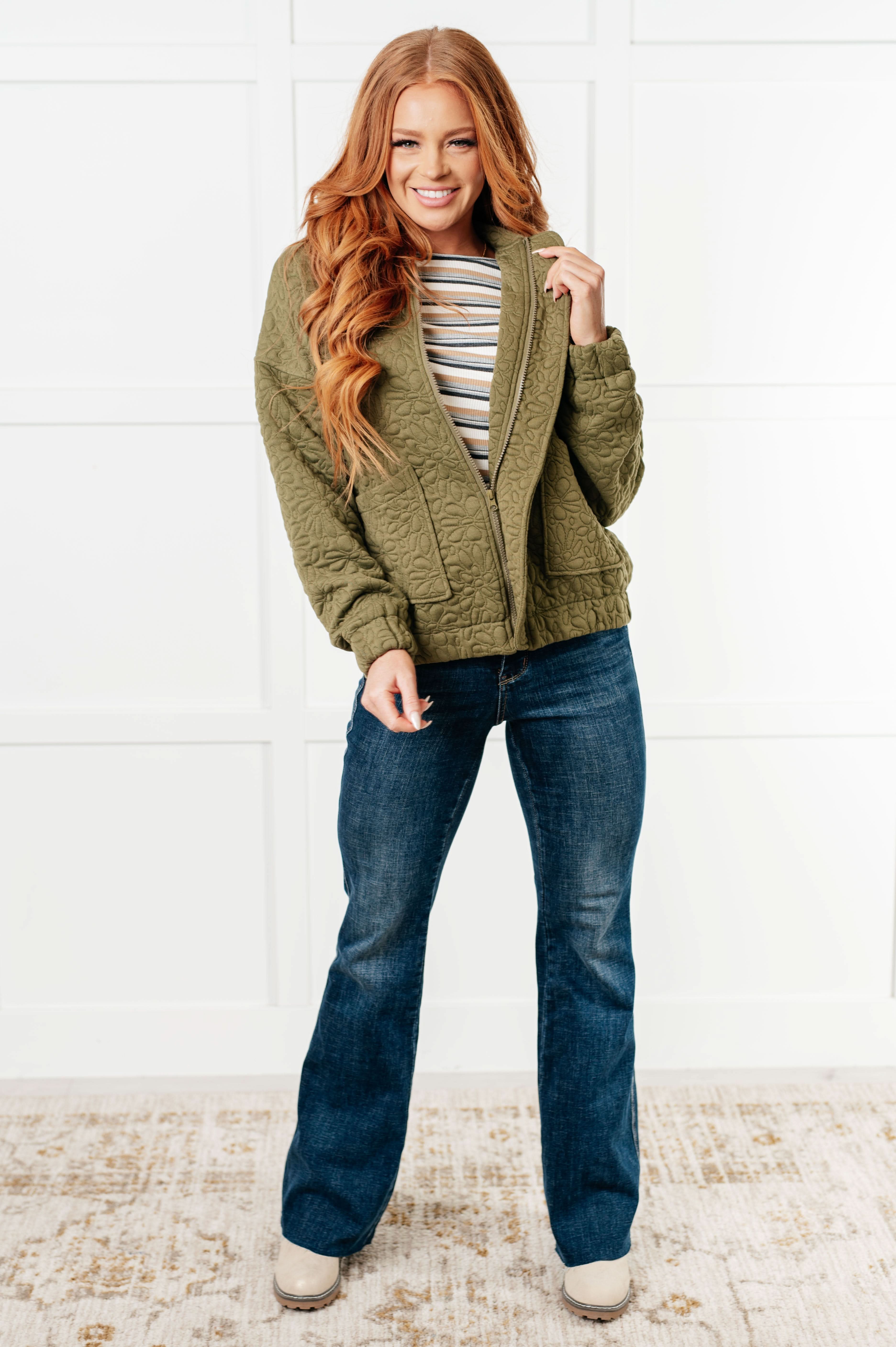 Jungle Explorer Quilted Zip Up Jacket in - Layers photo