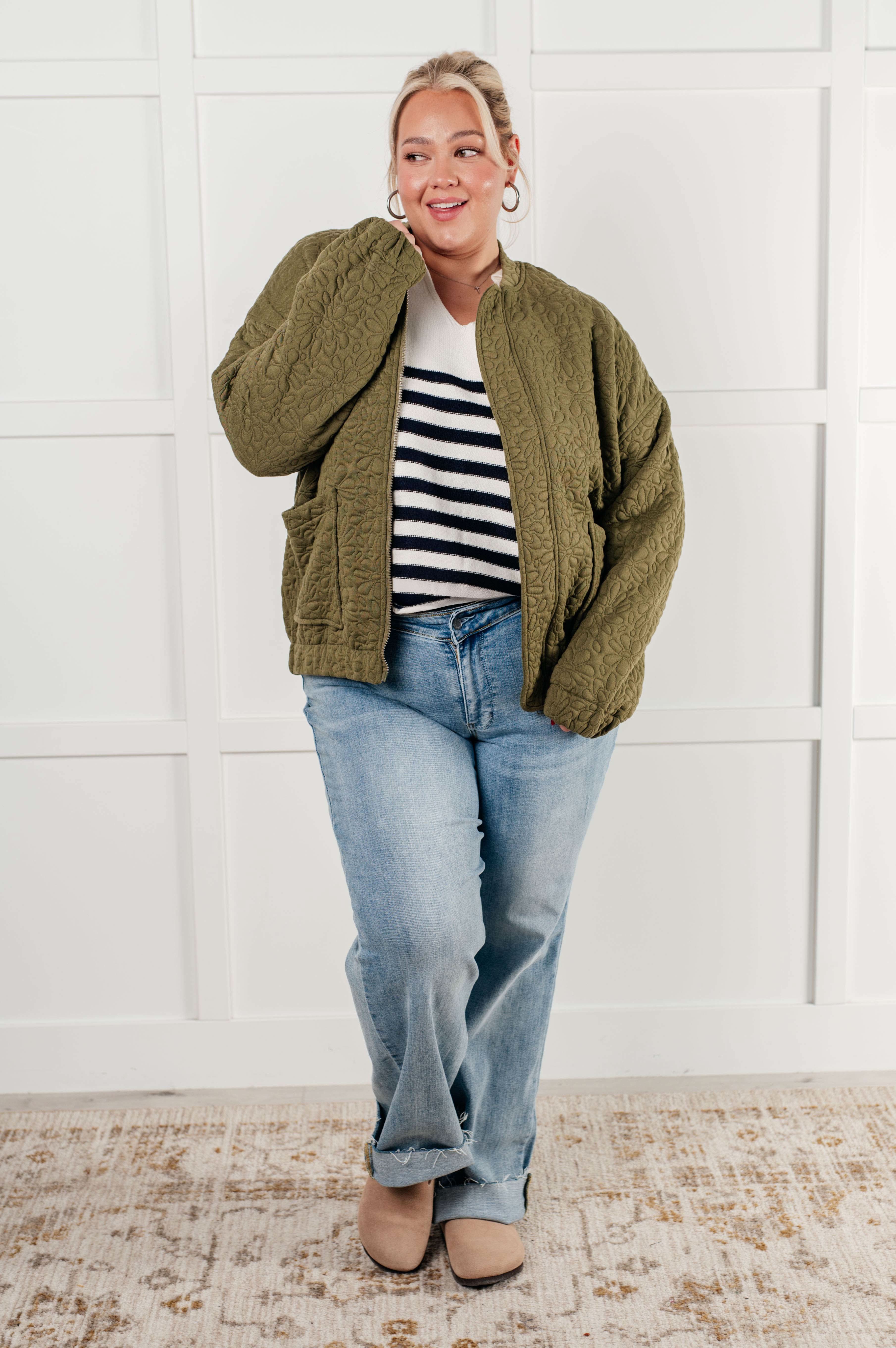 Jungle Explorer Quilted Zip Up Jacket in - Layers photo