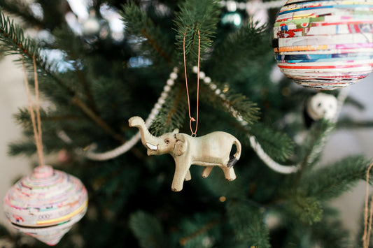 Hand-Carved Elephant Ornament in - Holiday Ornaments photo