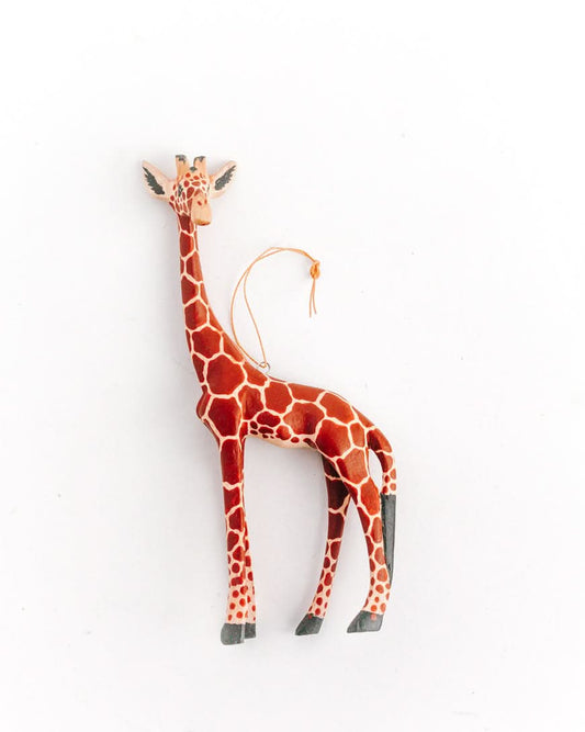 Hand-Carved Giraffe Ornament in Default Title - Holiday Ornaments photo