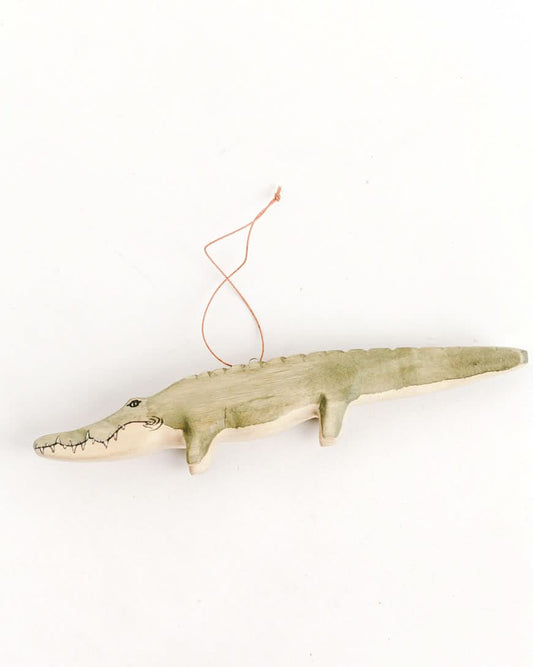 Hand-Carved Gator Ornament in Default Title - Holiday Ornaments photo
