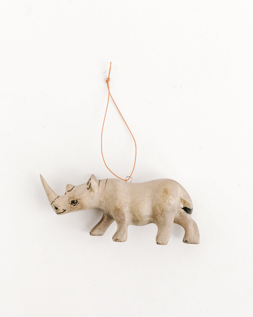 Hand-Carved Rhino Ornament