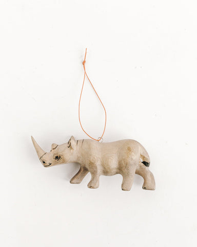Hand-Carved Rhino Ornament