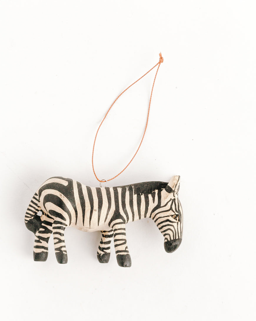 Hand-Carved Zebra Ornament