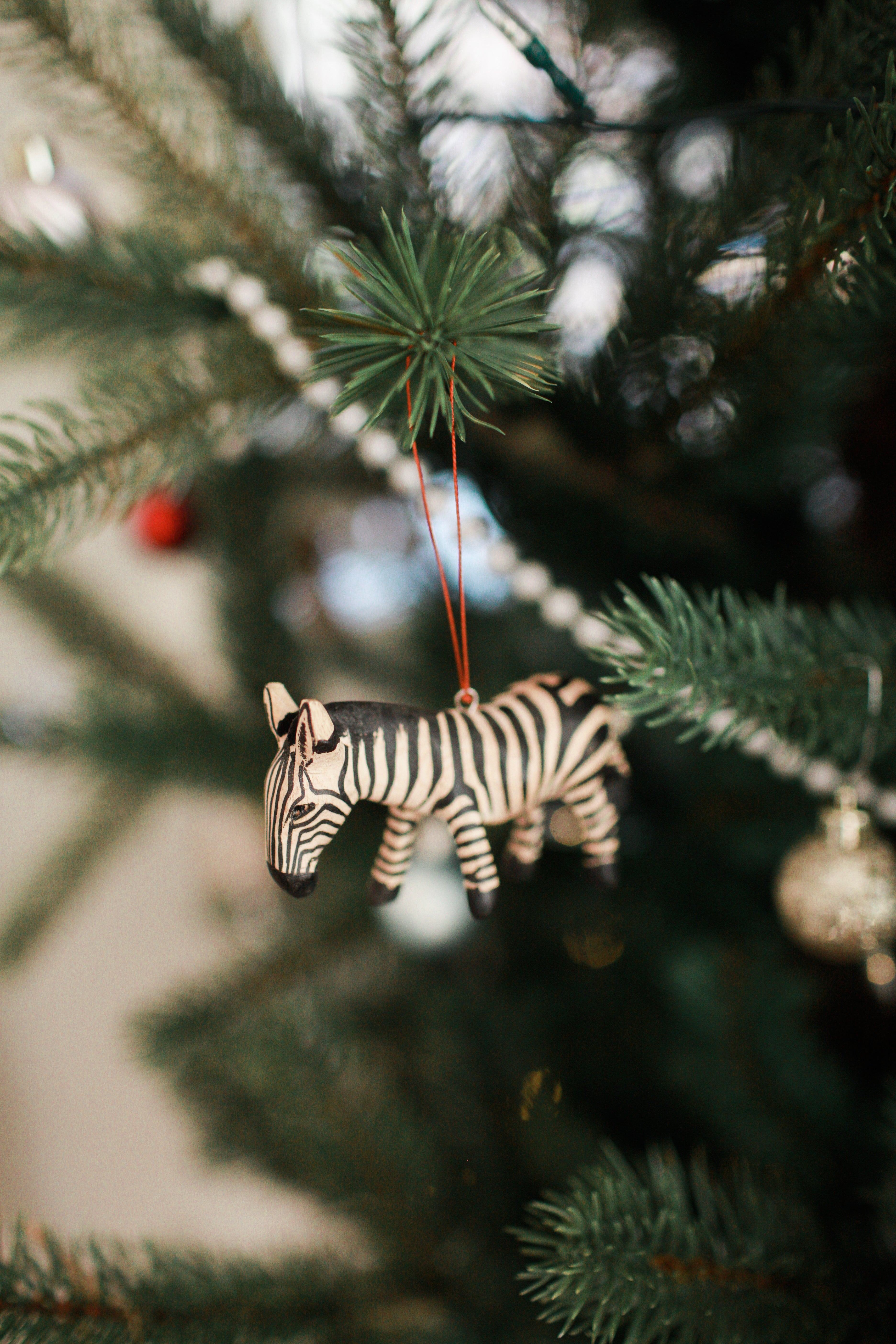 Hand-Carved Zebra Ornament