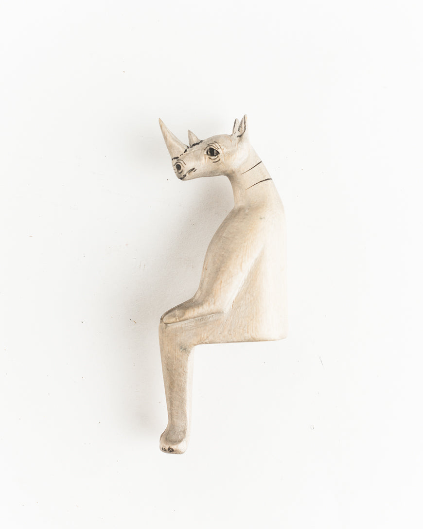 Hand-carved Rhino Shelf Sitter in Default Title - Decor photo