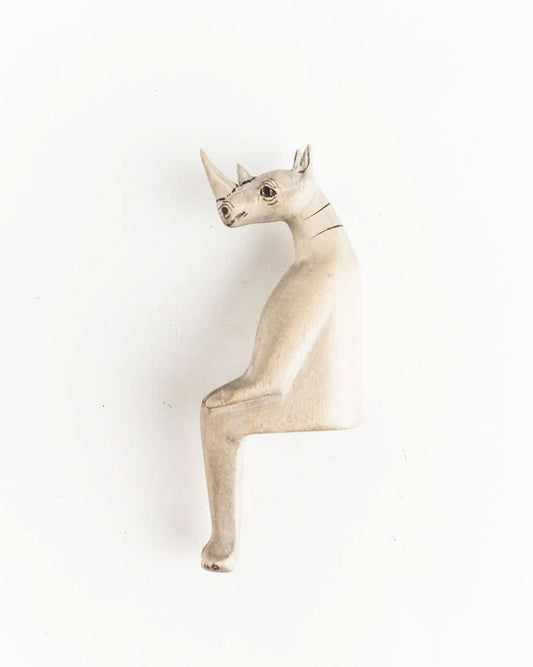 Hand-carved Rhino Shelf Sitter in Default Title - Decor photo