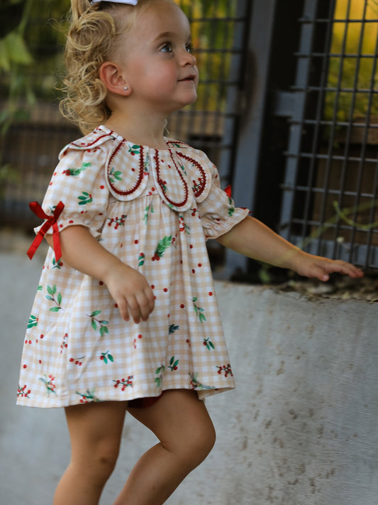 Fall Gingham Baby Bloomer Set Ruffle Collar Bow -