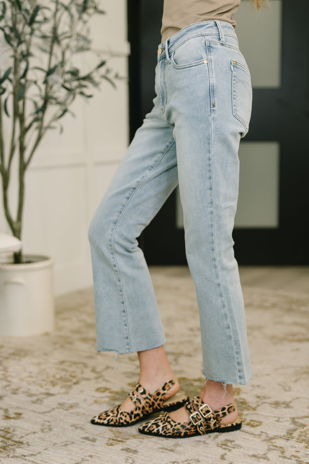 Martha Mid Rise Kick Flare w Raw Hem in - Womens photo