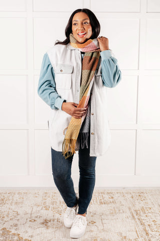 Keep Me Cozy Checkered Fringe Scarf in Pine and Petals in - Accessories photo