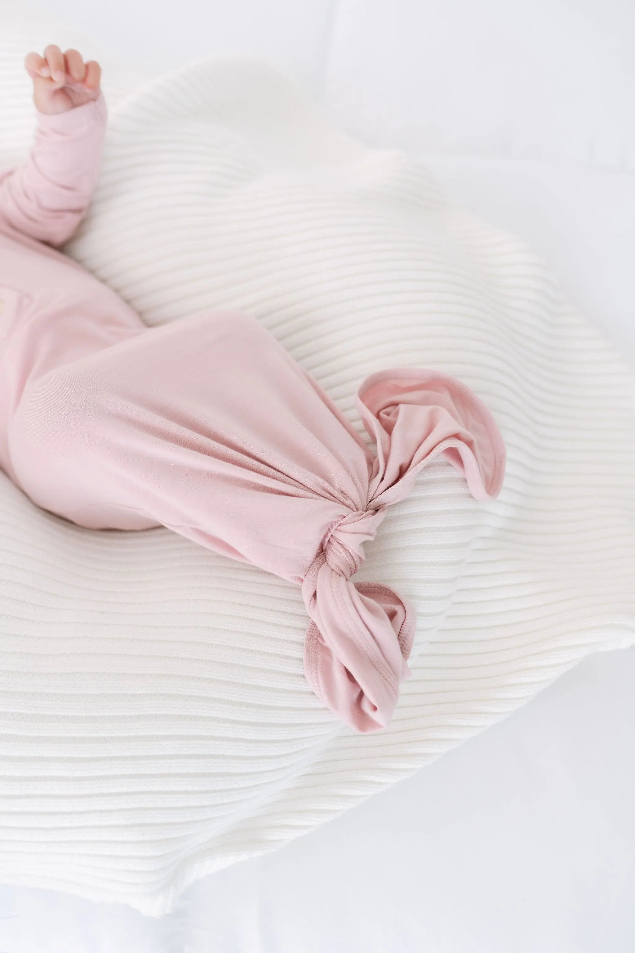 Knotted Baby Gown, Hat, Headband Set – Newborn Baby Girl Outfit - Dusty Rose in - Newborn Knotted Baby Gown Sets photo