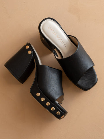 The Leona | Black Studded Platform Heel in - PLATFORM photo