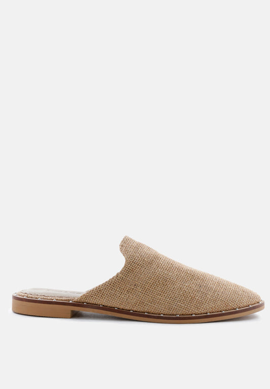 Rag & Co. Lia Handcrafted Canvas Mules in Camel - Mules photo