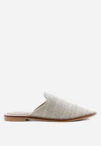 Rag & Co. Lia Handcrafted Canvas Mules in Silver - Mules photo
