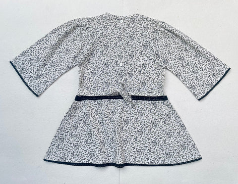 Lace Yoke Off-White & Grey Printed Dress in - Dress photo