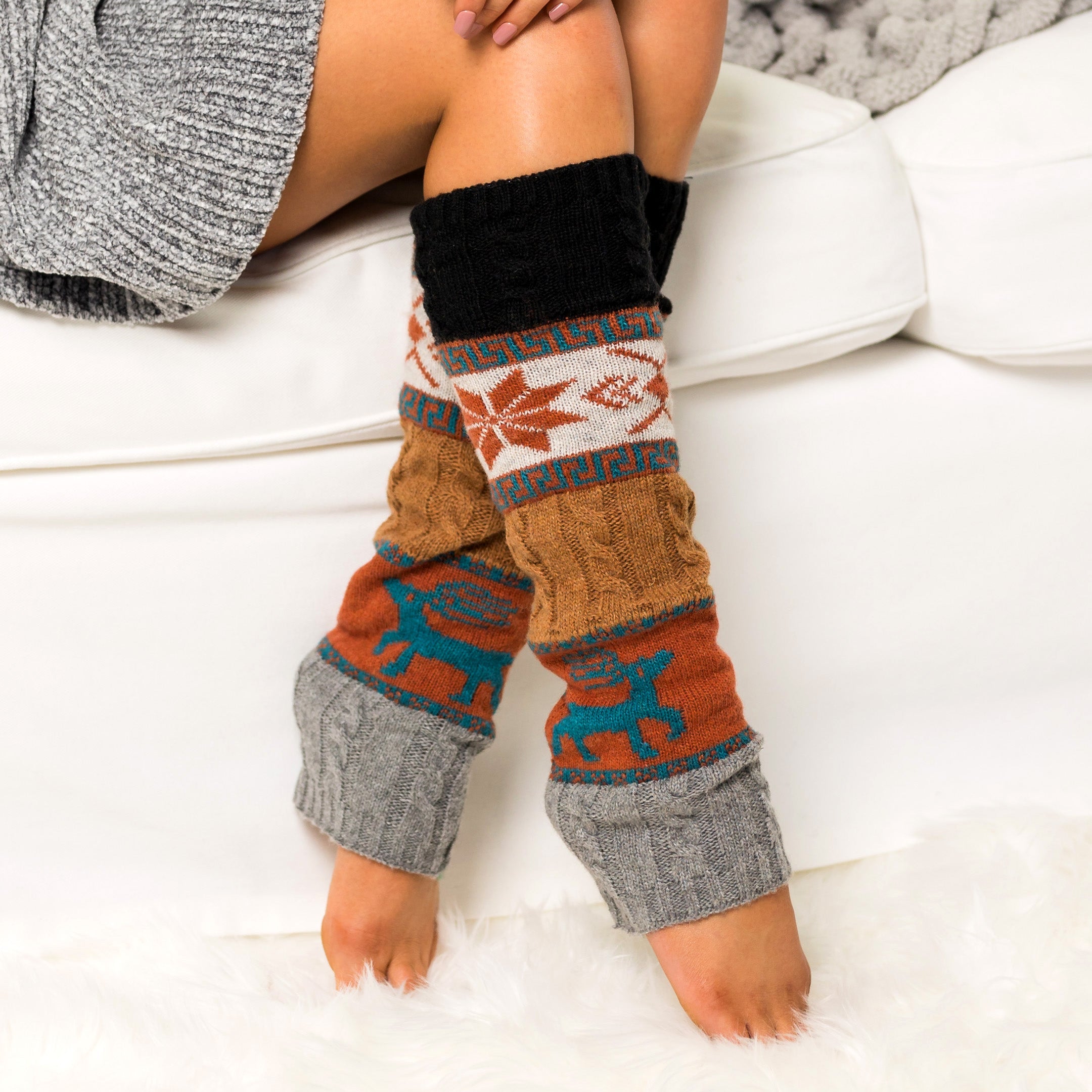 Nordic Snowflake Leg Warmer in Black - photo